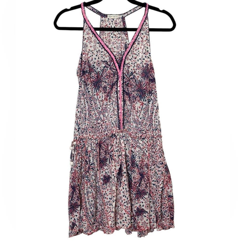 Poupette St. Barth Nola Mini Dress Size Small Pink White Navy